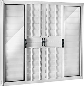 Janela Veneziana 6 Folhas Com Grade Alumínio Branco - SPJ Modular Plus