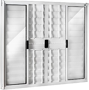 Janela Veneziana 6 Folhas Com Grade Alumínio Branco - SPJ Modular Plus
