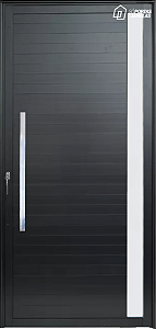 Porta Pivotante Lambril Liso Alumínio Preto C/ Puxador 80 Cm C/ Visor Vdr. Boreal - Spj Premium