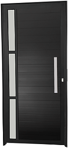 Porta Pivotante Lambril Liso Alumínio Preto C/ Puxador 60 Cm C/ Visor Vdr. Boreal - Spj Premium
