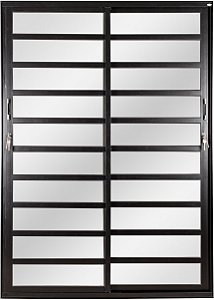 Porta De Correr 2 Folhas Móveis Travessa Alumínio Preto - Linha Topsul - Esquadrisul