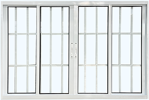 Janela De Correr 4 Folhas Sem Bandeira Com Grade Alumínio Branco - Cmc Esquadrias Harmony