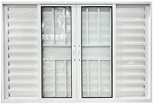 Janela Veneziana 6 Folhas Com Grade Alumínio Branco - Cmc Esquadrias Harmony