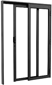 Porta De Correr 2 Folhas Com Giro Alumínio Preto Com Vidro Temperado - Brasil Esquadrias - Premium Black