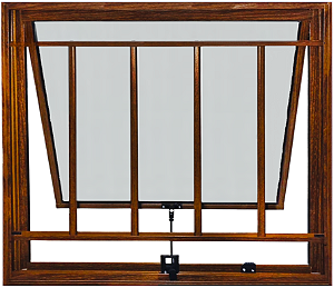 Janela Maxim-Ar 1 Sec. Com Grade Vdr. Mini Boreal Alumínio Amadeirado - Esap Linha 16