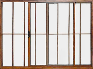 Janela De Correr 2 Fls Com Grade Alumínio Amadeirado - Esap Plus