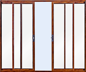 Janela De Correr 4 Fls Sem Grade Alumínio Amadeirado - Esap Plus