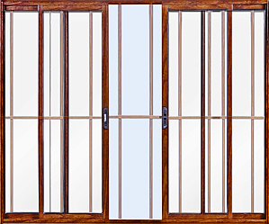 Janela De Correr 4 Fls Com Grade Alumínio Amadeirado - Esap Plus