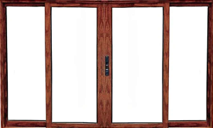 Janela De Correr 4 Fls Sem Grade Alumínio Amadeirado - Esap Sublime