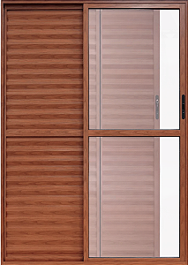 Porta Balcão 3 Fls (1 Fixa) Alumínio Amadeirado Com Fechadura Vdr Liso - Esap Linha 25