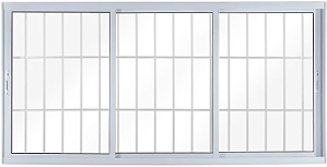 Janela Correr 3 Folhas Móveis Com Grade Alumínio Branco - Linha Topsul - Esquadrisul