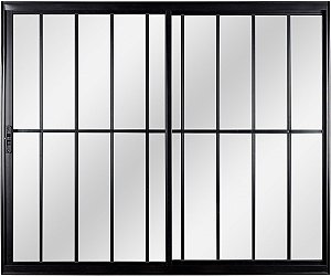 Janela Correr 2 Folhas Com Grade Alumínio Preto - SPJ Modular Plus