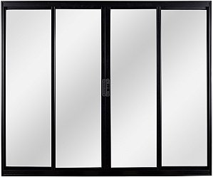 Janela Correr 4 Folhas Sem Grade Alumínio Preto - SPJ Modular Plus