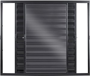 Janela Veneziana 3 Folhas Móveis Sem Grade Alumínio Preto - SPJ Modular Plus