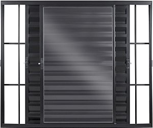 Janela Veneziana 3 Folhas Móveis Com Grade Alumínio Preto - SPJ Modular Plus