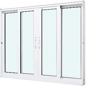 Janela De Correr Em Alumínio Branco 4 Fls S/gra. Vdr Liso Incolor - Jap Perfecta Max - Saldão