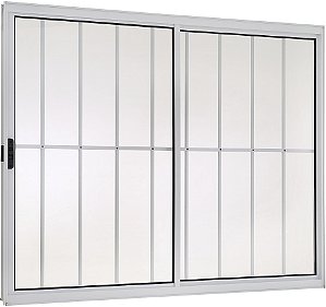 Janela Correr 2 Folhas Com Grade Alumínio Branco - SPJ Modular Plus