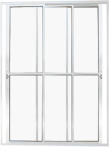 Porta De Correr 3 Folhas Móveis Alumínio Branco Com Fechadura Stam Vdr Liso - Spj Linha Premium Saldão