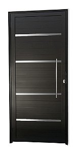 Porta Lambril Frisada Sem Vidro Com Puxador 60 Cm Alumínio Preto - Spj Premium - Saldão