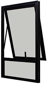 Janela Maxim-Ar 1 Seção Com Bandeira Fixa Inferior Sem Grade Alumínio Preto Vdr. Mini Boreal Req. 4,3 Cm - Spj Linha 25 - Saldão