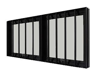 Janela Maxim-Ar 2 Seções Horizontal Com Grade Alumínio Preto Vdr. Mini Boreal Req. 5,5 Cm - Spj Linha 25 Saldão