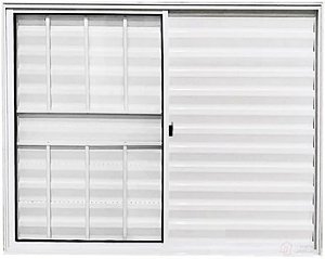 Janela Veneziana 3 Fls Com Grade Alumínio Branco - Spj Linha Leve - Saldão