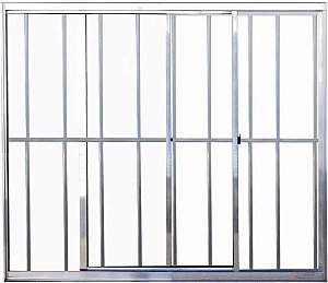 Janela De Correr 2 Folhas Sem Bandeira Com Grade Alumínio Brilhante - Spj Linha Leve - Saldão