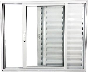 Janela Veneziana 3 Fls Sem Grade Alumínio Branco - Spj Linha 25 - Saldão