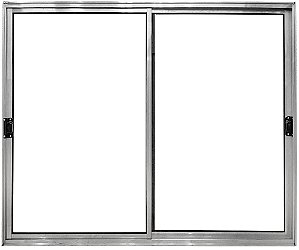 Janela De Correr 2 Fls Móveis Sem Bandeira Sem Grade Alumínio Brilhante - Spj Modular Saldão