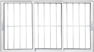 Janela De Correr 3 Fls Móveis Sem Bandeira Com Grade Alumínio Branco - Spj Linha 25