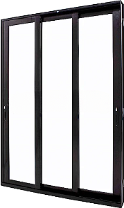 Porta De Correr Alumínio Preto 3 Fls Móveis Sem Travessa C/fechadura Vdr Liso - Jap Perfecta Max