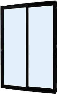 Porta De Correr Alumínio Preto 2 Fls Móveis Sem Travessa Vdr Liso - Jap Perfecta Max