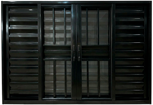 Janela Veneziana 6 Folhas Com Grade Alumínio Preto - Cmc Esquadrias Harmony