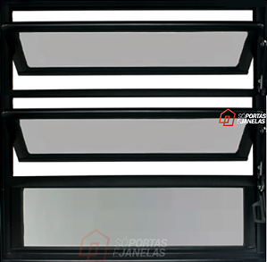 Janela Basculante 1 Sec. Vdr. Mini Boreal Alumínio Preto - Cmc Classic