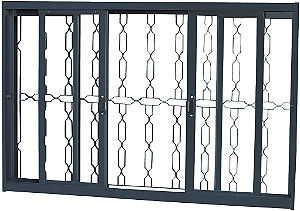 Janela De Correr 4 Folhas Panorâmica Com Grade Total Ello Sem Vidro Requadro 12 cm - Brasil Esquadrias - Universal