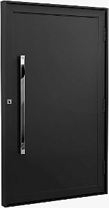 Porta Lisa Acm Preto Com Puxador De 120 Cm + Guarnição Alumínio Preto - Brasil Esquadrias - Sublime Black Saldão
