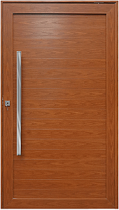 Porta Pivotante Lambril Sem Vidro Com Puxador 100Cm Alumínio Amadeirado - Linha Maxx - Esal