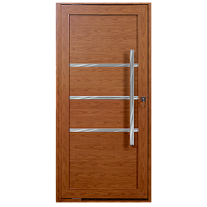Porta Pivotante Lambril Frisada Com Puxador 100Cm Alumínio Amadeirado - Linha Maxx - Esal
