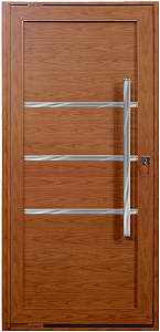 Porta Pivotante Lambril Frisada Com Puxador 100Cm Alumínio Amadeirado - Linha Maxx - Esal