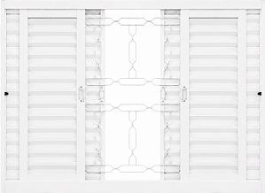 Janela Veneziana 6 Folhas Em Aço Branco Com Grade Ello Req. 12 cm - Brasil Esquadrias Inove