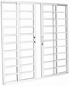 Porta De Correr 4 Folhas Horizontal Alumínio Branco Req. 6,4 Cm - Brasil Esquadrias - Premium