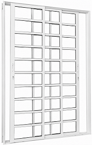 Porta De Correr 3 Folhas Móveis Horizontal Alumínio Branco - Brasil Esquadrias - Premium
