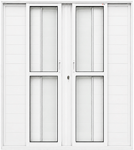 Porta Balcão Lambril 6 Fls Alumínio Branco Com Fechadura Vdr Liso - Spj Linha 25