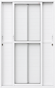 Porta Balcão Lambril 3 Fls Móveis Alumínio Branco Com Fechadura Vdr Liso - Spj Linha 25
