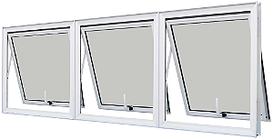 Janela Maxim-Ar 3 Seções Horizontal Sem Grade Alumínio Branco Vdr. Mini Boreal - Spj Linha 25 Saldão