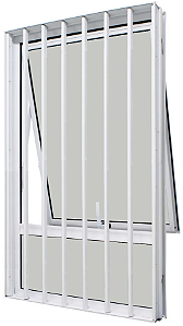 Janela Maxim-Ar 1 Seção Com Bandeira Fixa Inferior Com Grade Alumínio Branco Vdr. Mini Boreal - Spj Linha 25 Saldão