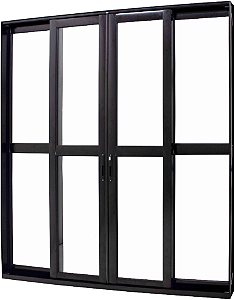 Porta De Correr Alumínio Preto 4 Fls C/fechadura Vdr Liso - Jap Perfecta Max Saldão