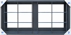 Janela Maxim-Ar Horizontal 2 Seções Em Aço Com Grade Quadriculada Sem Vidro Req. 12 Cm - Gerotto Prata Saldão