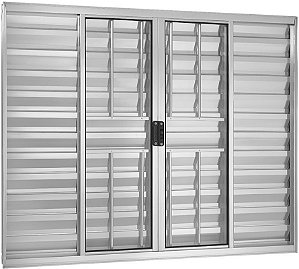 Janela Veneziana 6 Folhas Com Grade Alumínio Brilhante - SPJ Modular Plus