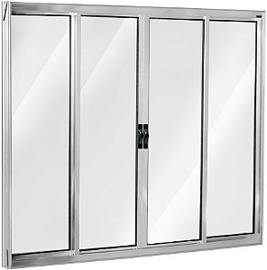 Janela Correr 4 Folhas Sem Grade Alumínio Brilhante - SPJ Modular Plus